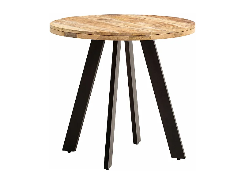 Table de Salle à Manger 80 cm Bois Massif Métal Ronde Petite Cuisine