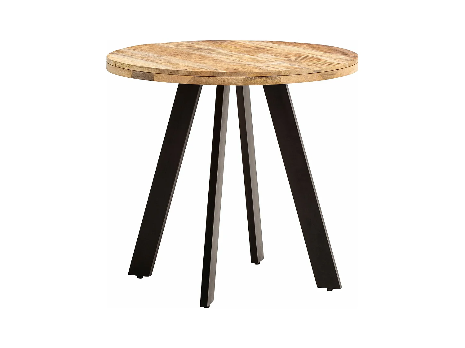 Table de Salle à Manger 80 cm Bois Massif Métal Ronde Petite Cuisine