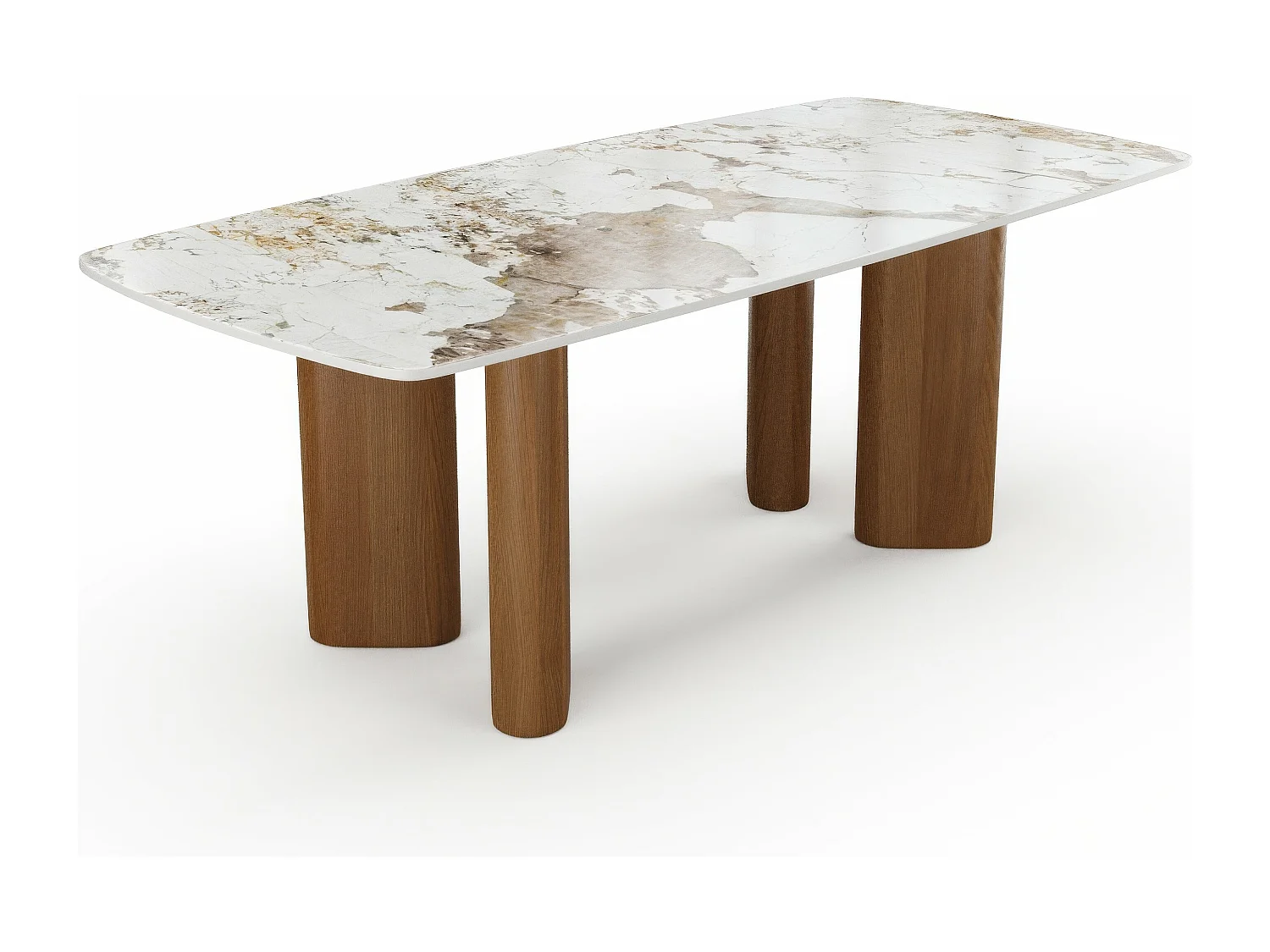 Table à manger 6 personnes céramique pandora et pieds noyers