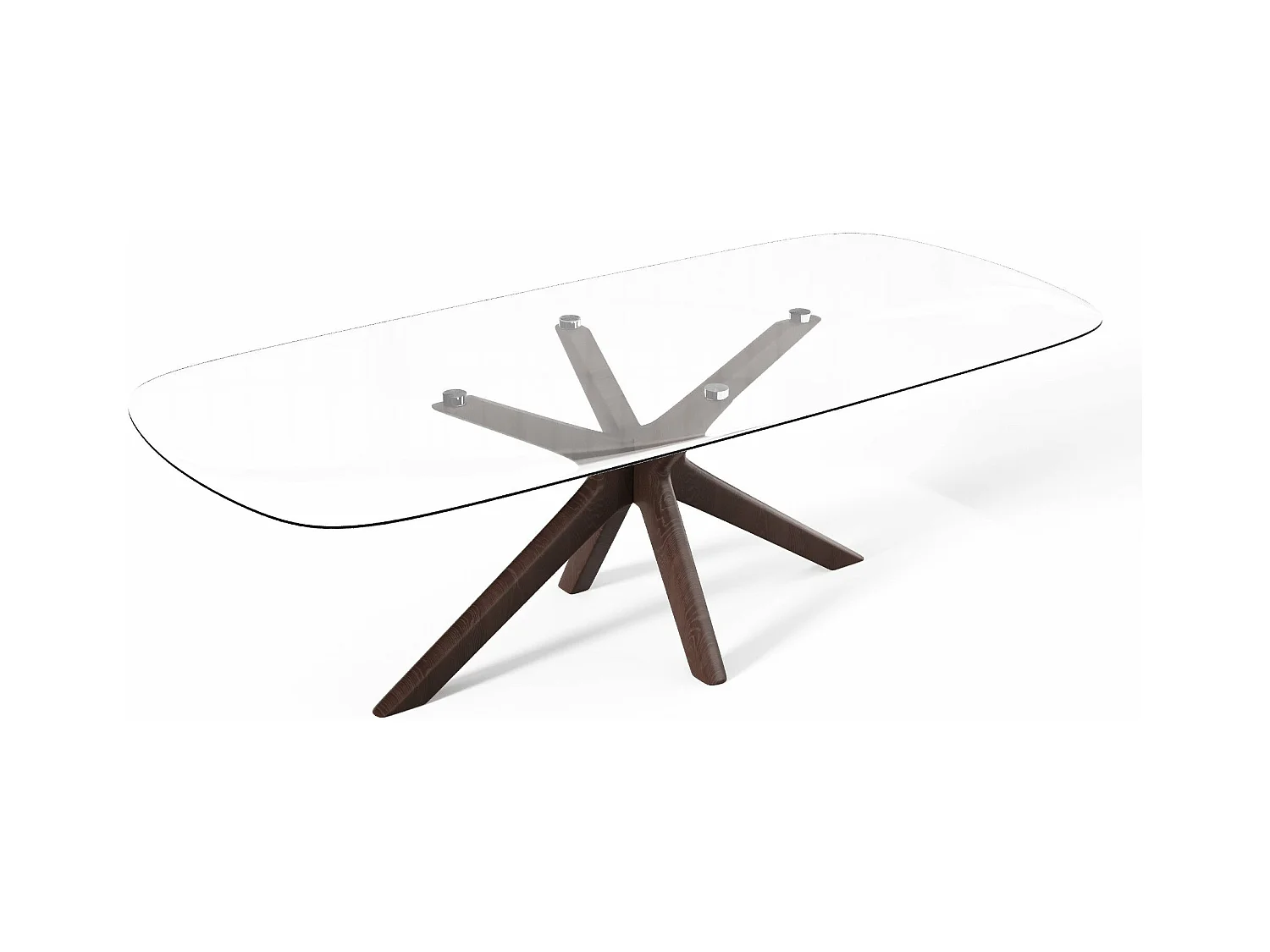 Table à manger verre et pied noyer 200cm ELYA