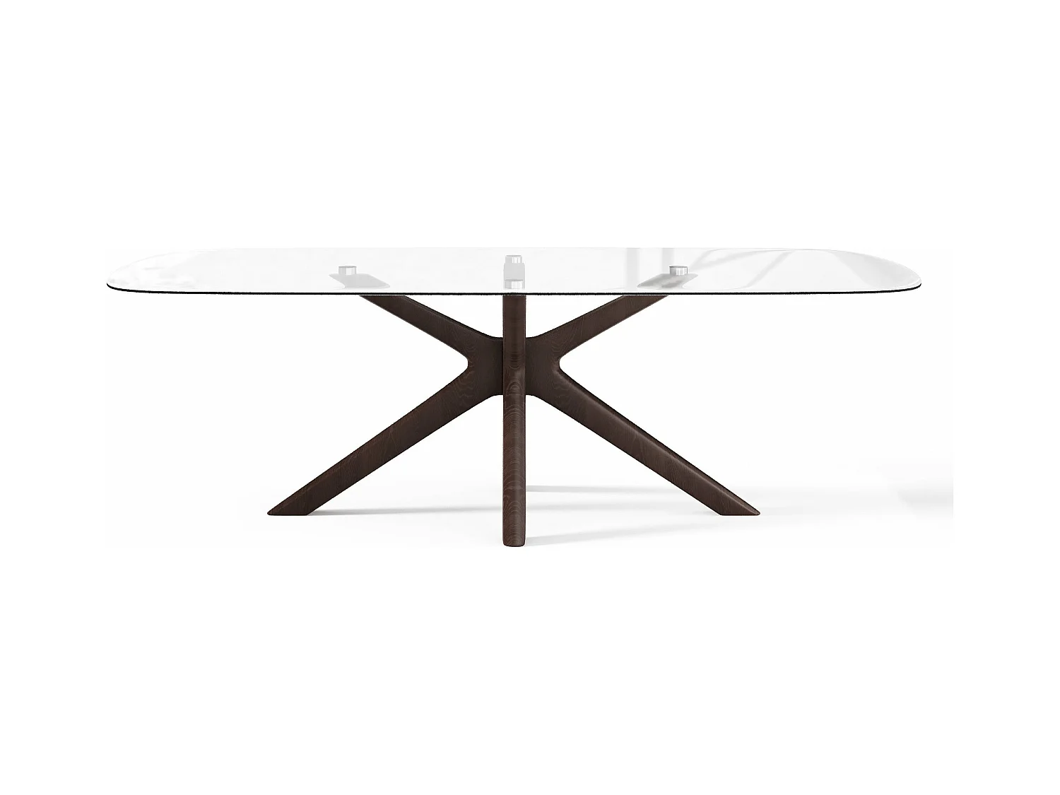 Table à manger verre et pied noyer 200cm ELYA