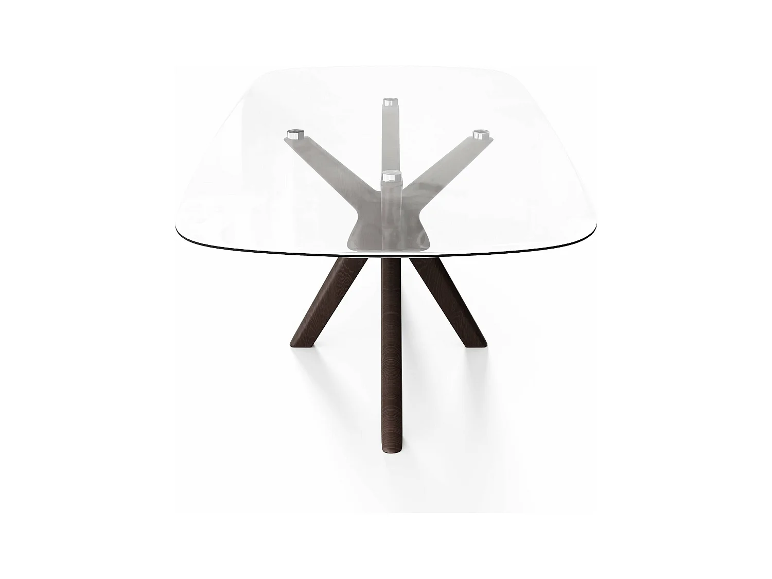 Table à manger verre et pied noyer 200cm ELYA