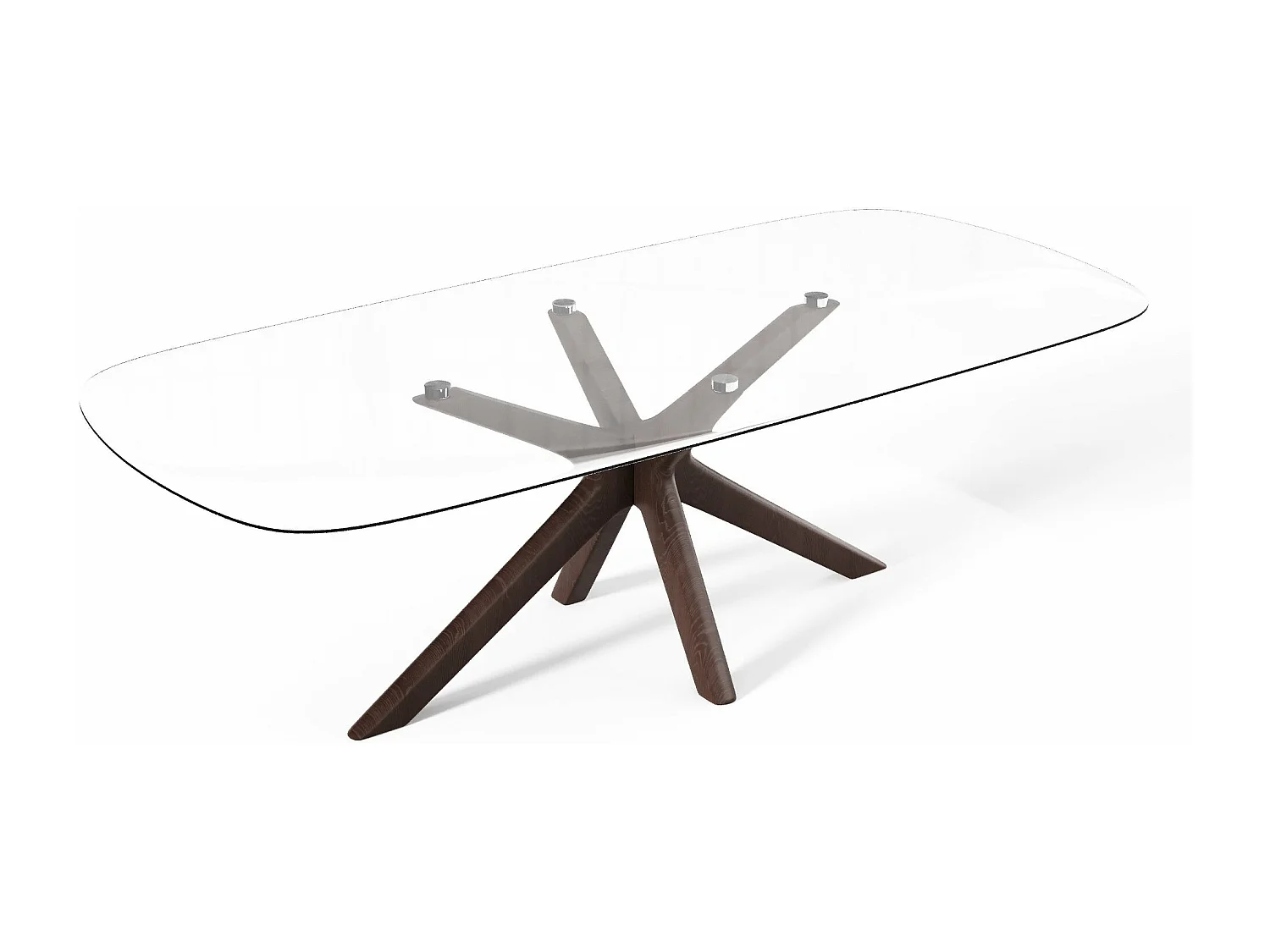 Table à manger verre et pied noyer 200cm ELYA