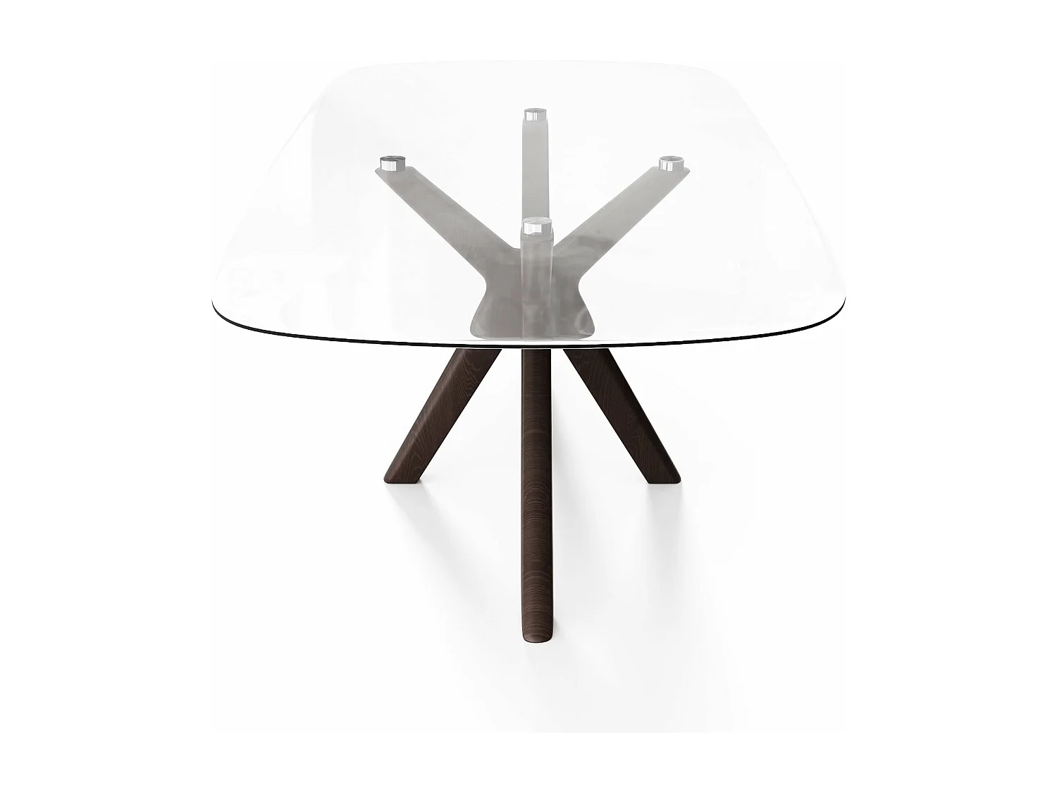 Table à manger verre et pied noyer 200cm ELYA