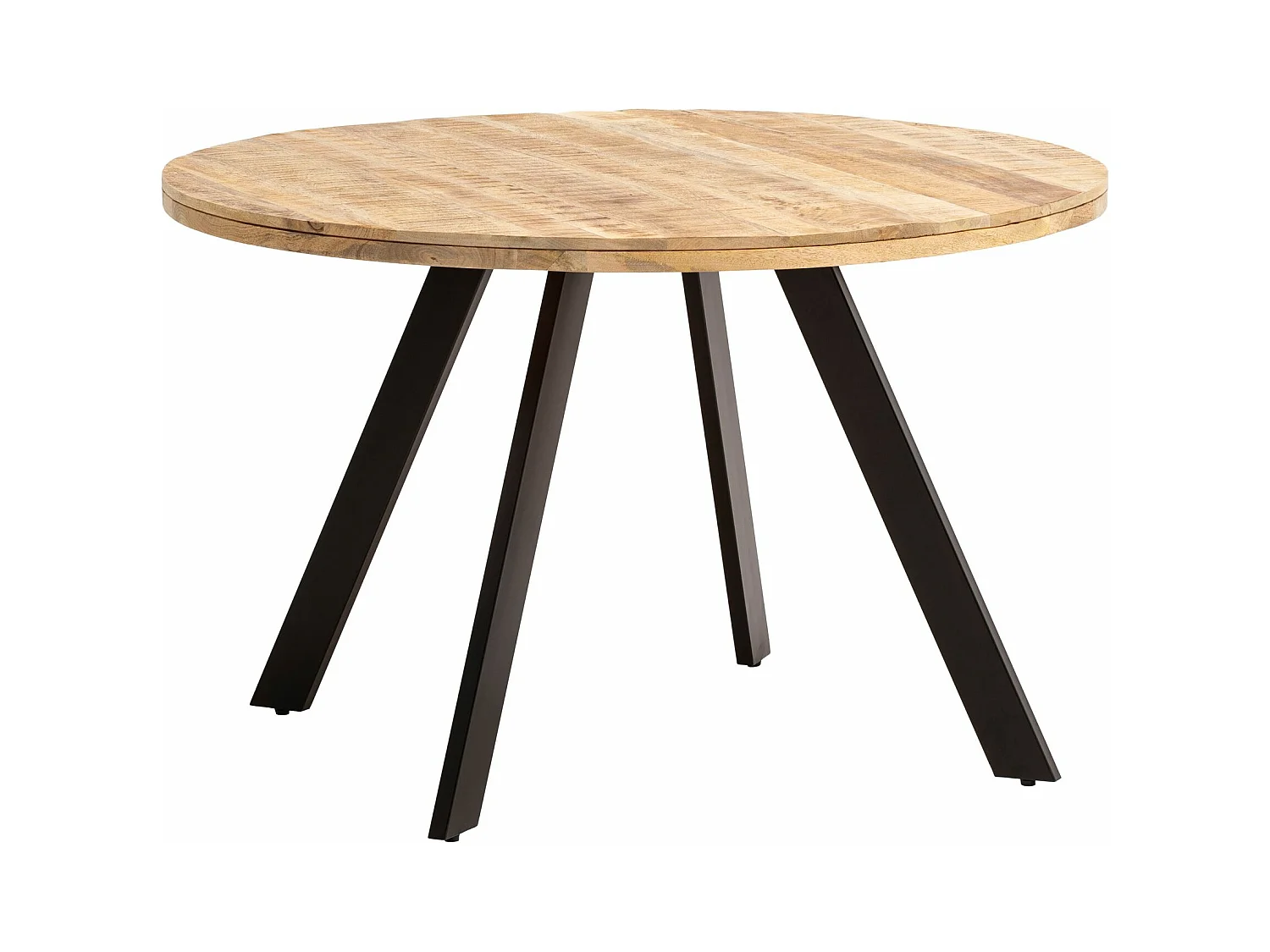 Table de Salle à Manger 120 cm Bois Massif Métal Ronde Petite Cuisine