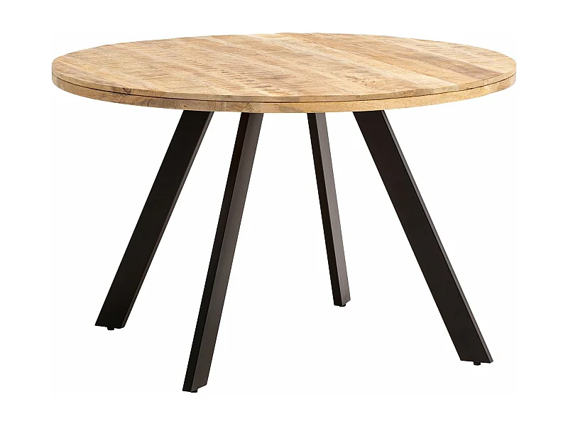 Table de Salle à Manger 120 cm Bois Massif Métal Ronde Petite Cuisine