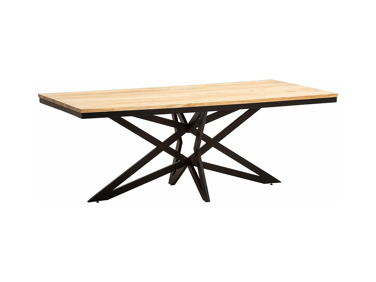 Table Salle à Manger 200 cm Bois Massif d'Acacia Métal Style Industriel