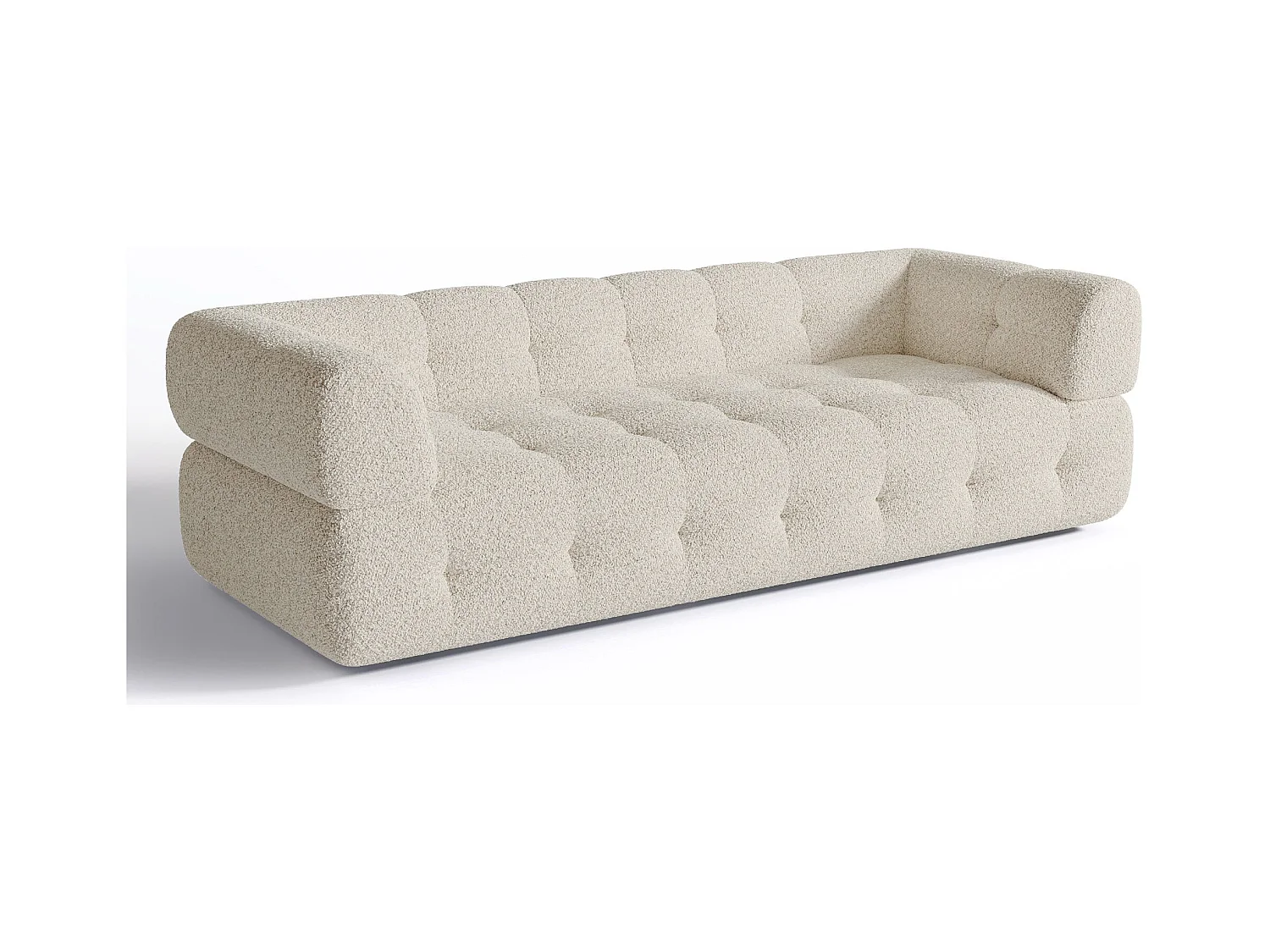 Canapé 3 places bouclette crème 230cm CHARLIE