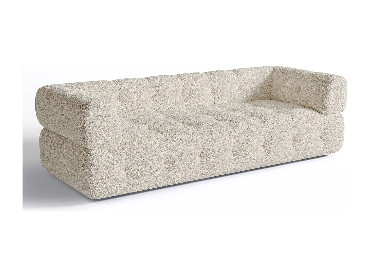 Canapé 3 places bouclette crème 230cm CHARLIE