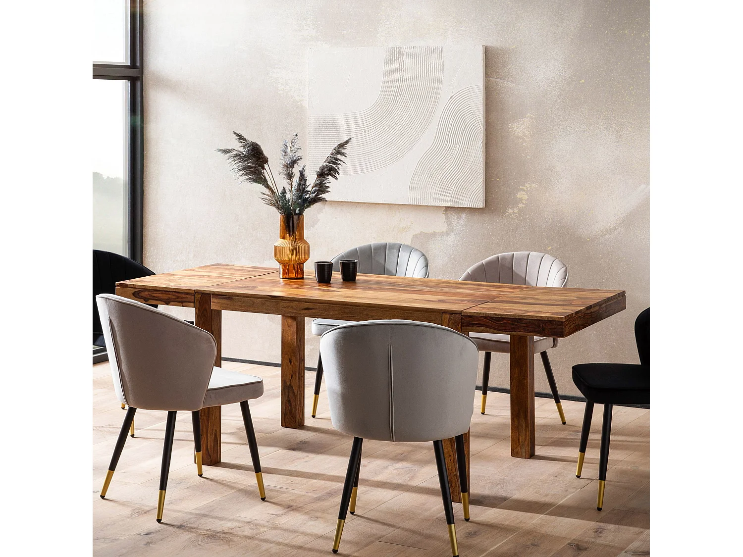 Table de Salle à Manger Extensible 120 - 200 cm Bois Massif Sheesham