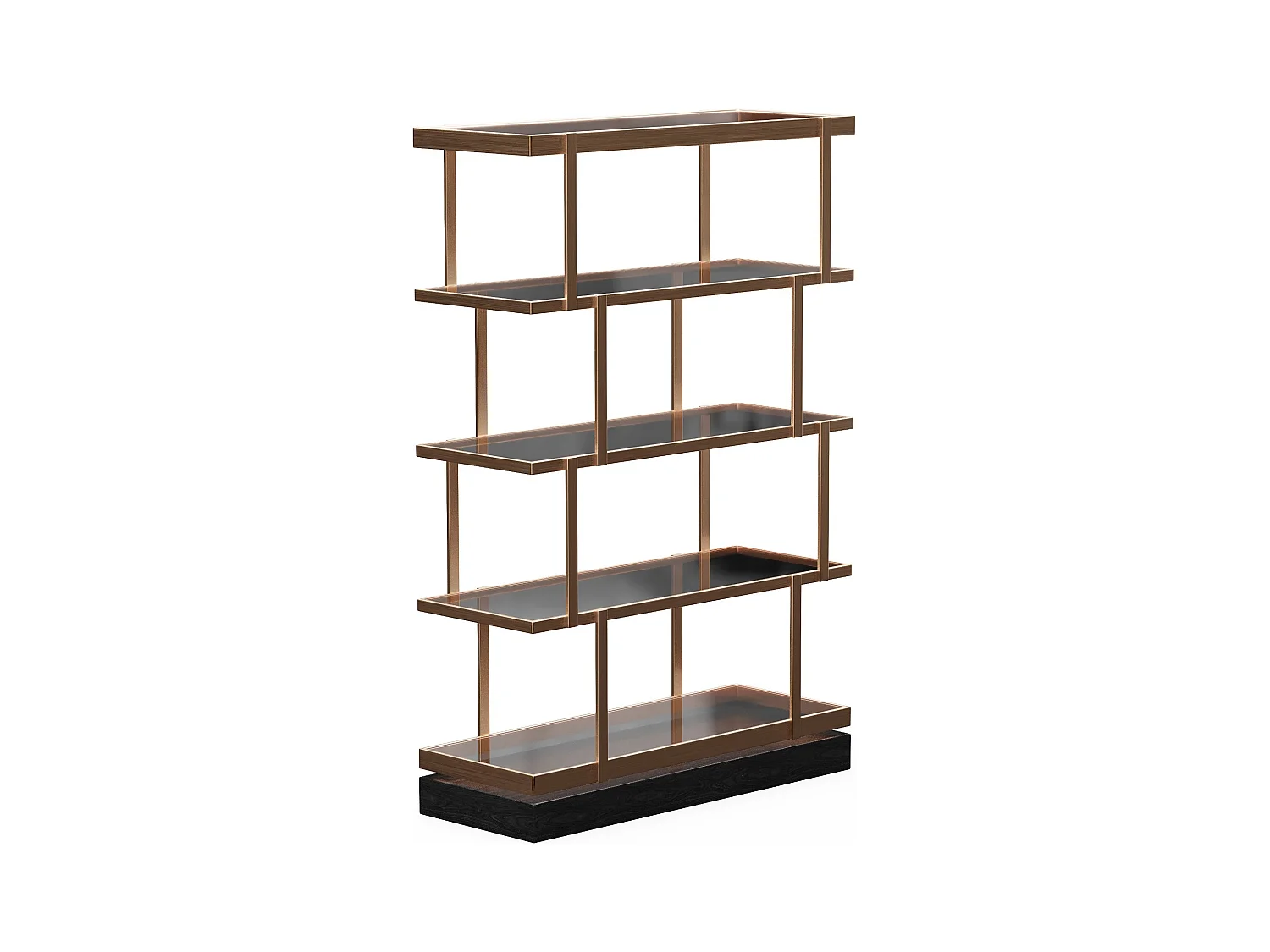 Etagère 5 niveaux 110x170cm verre fumé bronze et chêne noir