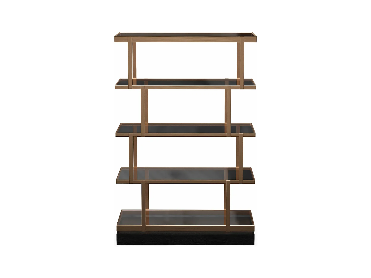 Etagère 5 niveaux 110x170cm verre fumé bronze et chêne noir