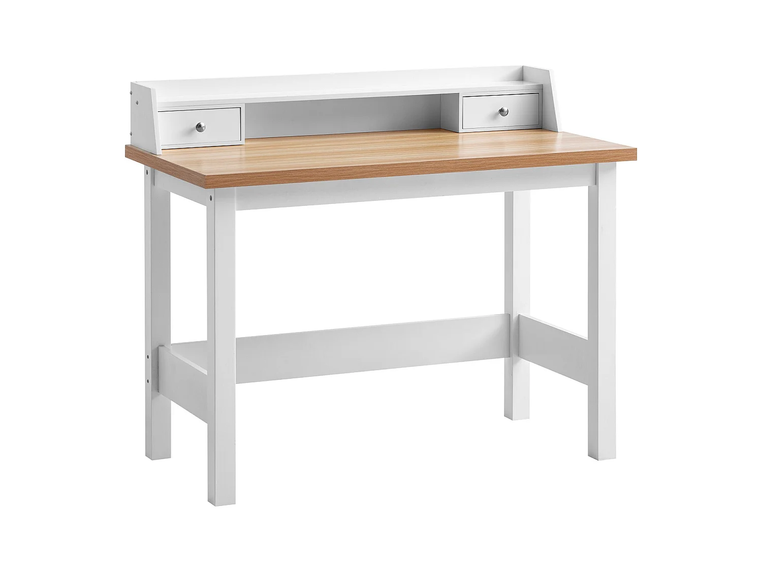 Bureau 106 cm Blanc avec Tiroir Table d'Ordinateur Rangement Compacte