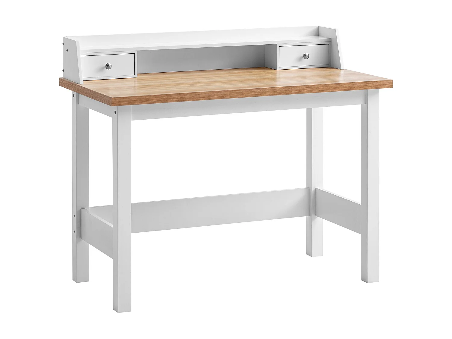 Bureau 106 cm Blanc avec Tiroir Table d'Ordinateur Rangement Compacte