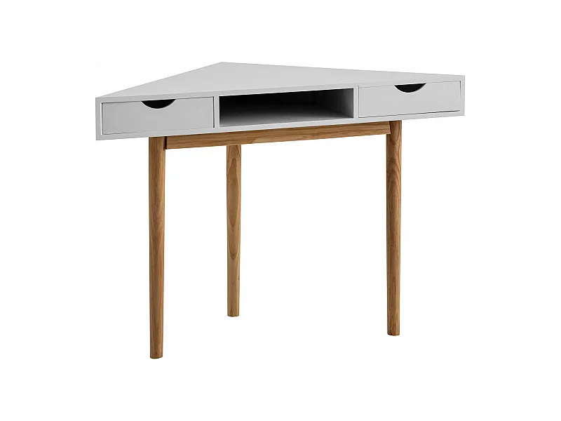 Bureau d’Angle 80 cm Ordinateur Blanc Tiroirs Rangement Table de Travail