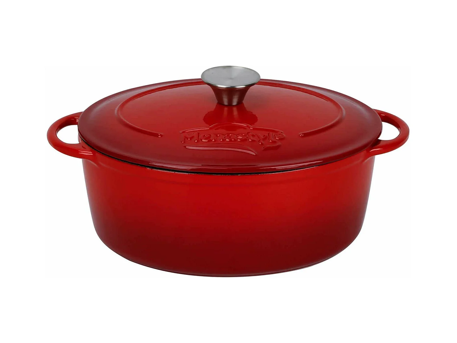 Menastyl - Cocotte Colette Ovale 4l 27x21cm En Fonte Emaille Rouge