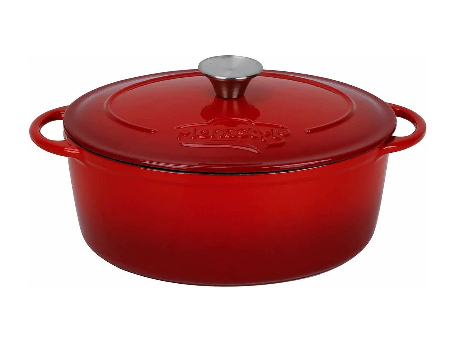 Menastyl - Cocotte Colette Ovale 4l 27x21cm En Fonte Emaille Rouge