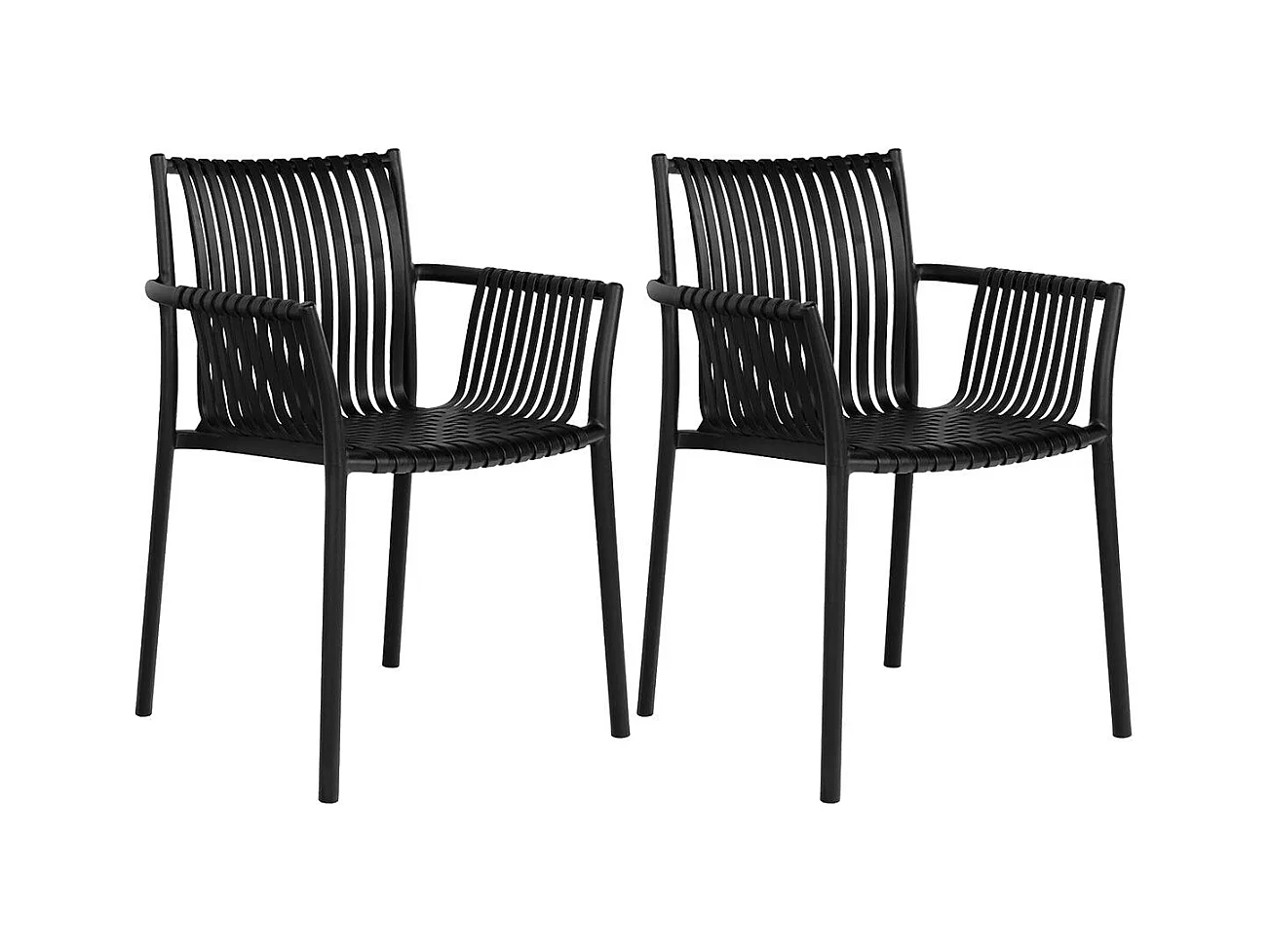STOLY - Lot de 2 Fauteuils de Table de Jardin en Polypropylène Laqué Noir