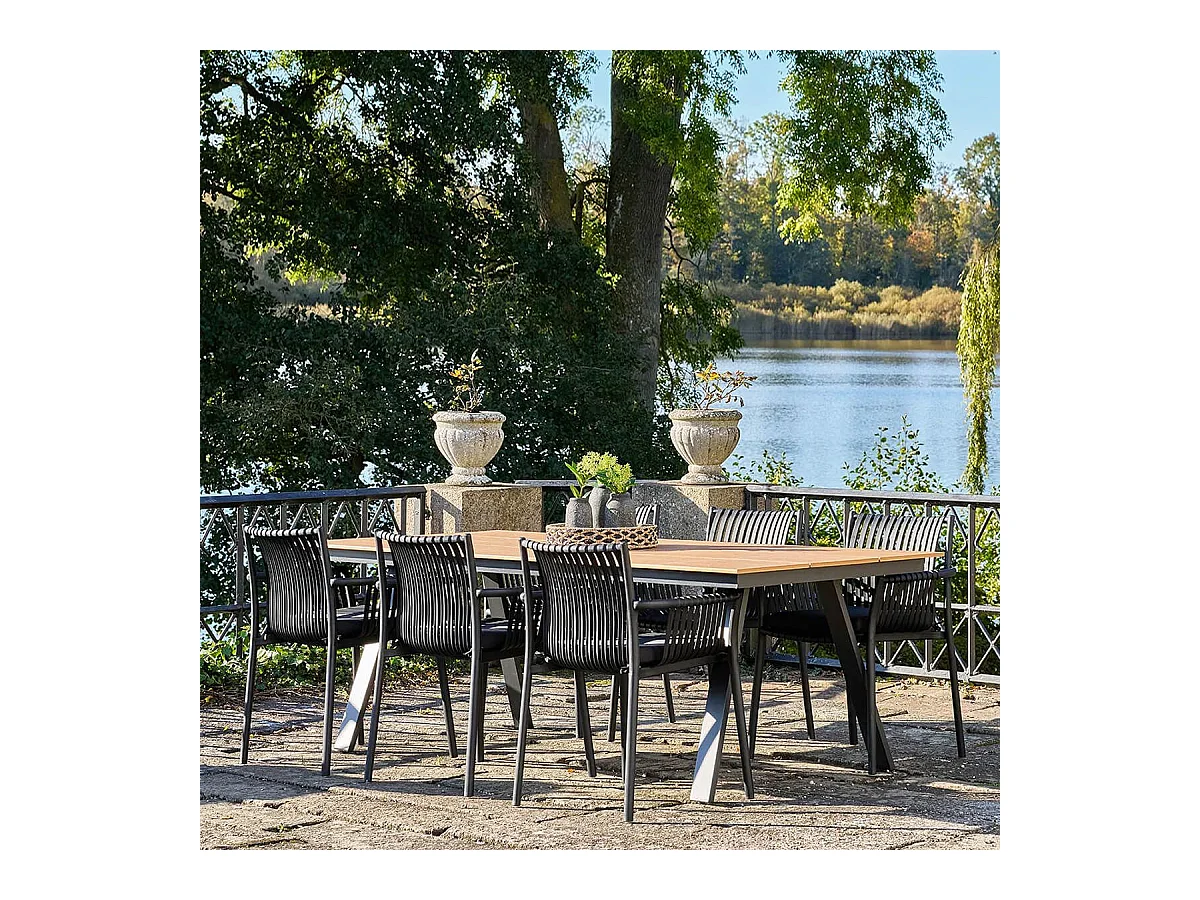 STOLY - Lot de 2 Fauteuils de Table de Jardin en Polypropylène Laqué Noir