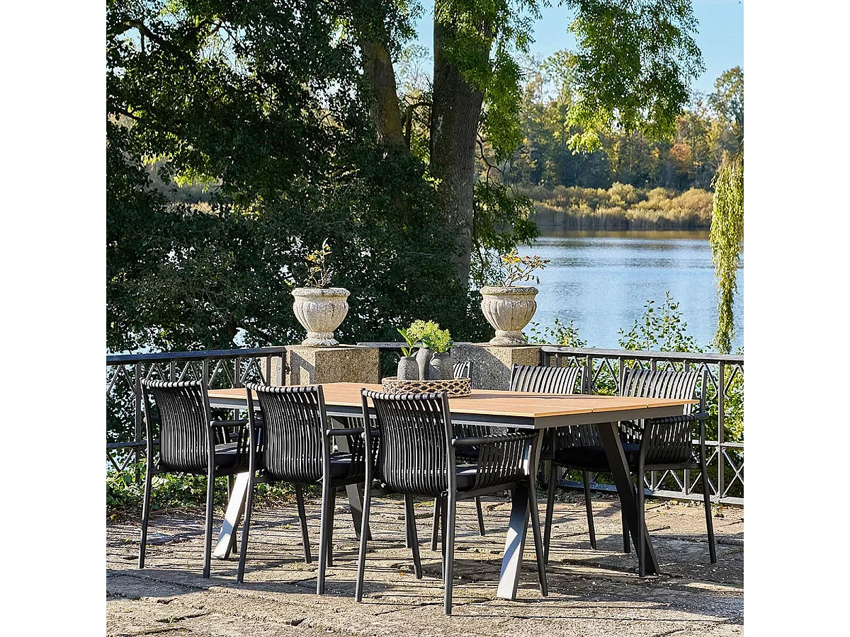 STOLY - Lot de 2 Fauteuils de Table de Jardin en Polypropylène Laqué Noir