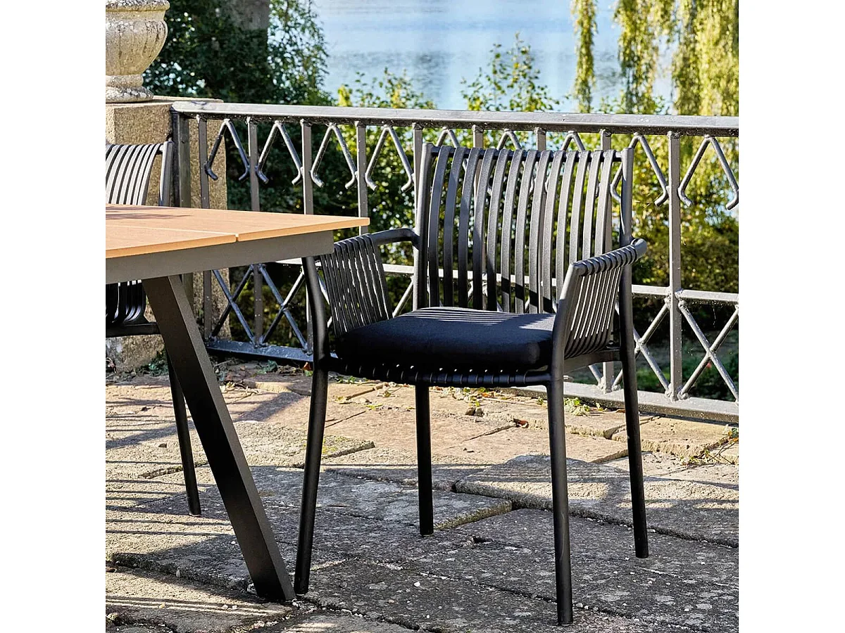 STOLY - Lot de 2 Fauteuils de Table de Jardin en Polypropylène Laqué Noir