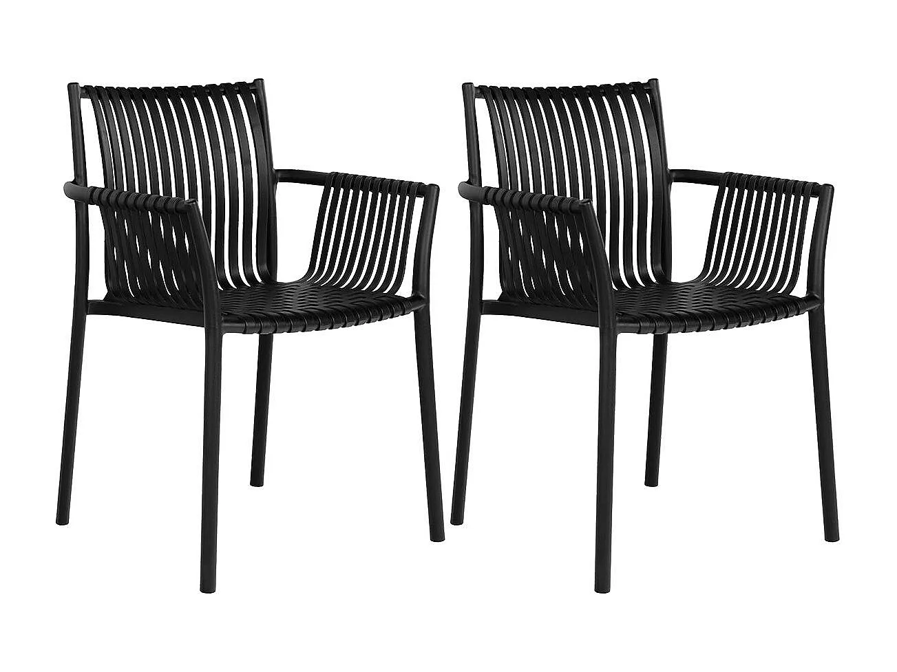 STOLY - Lot de 2 Fauteuils de Table de Jardin en Polypropylène Laqué Noir