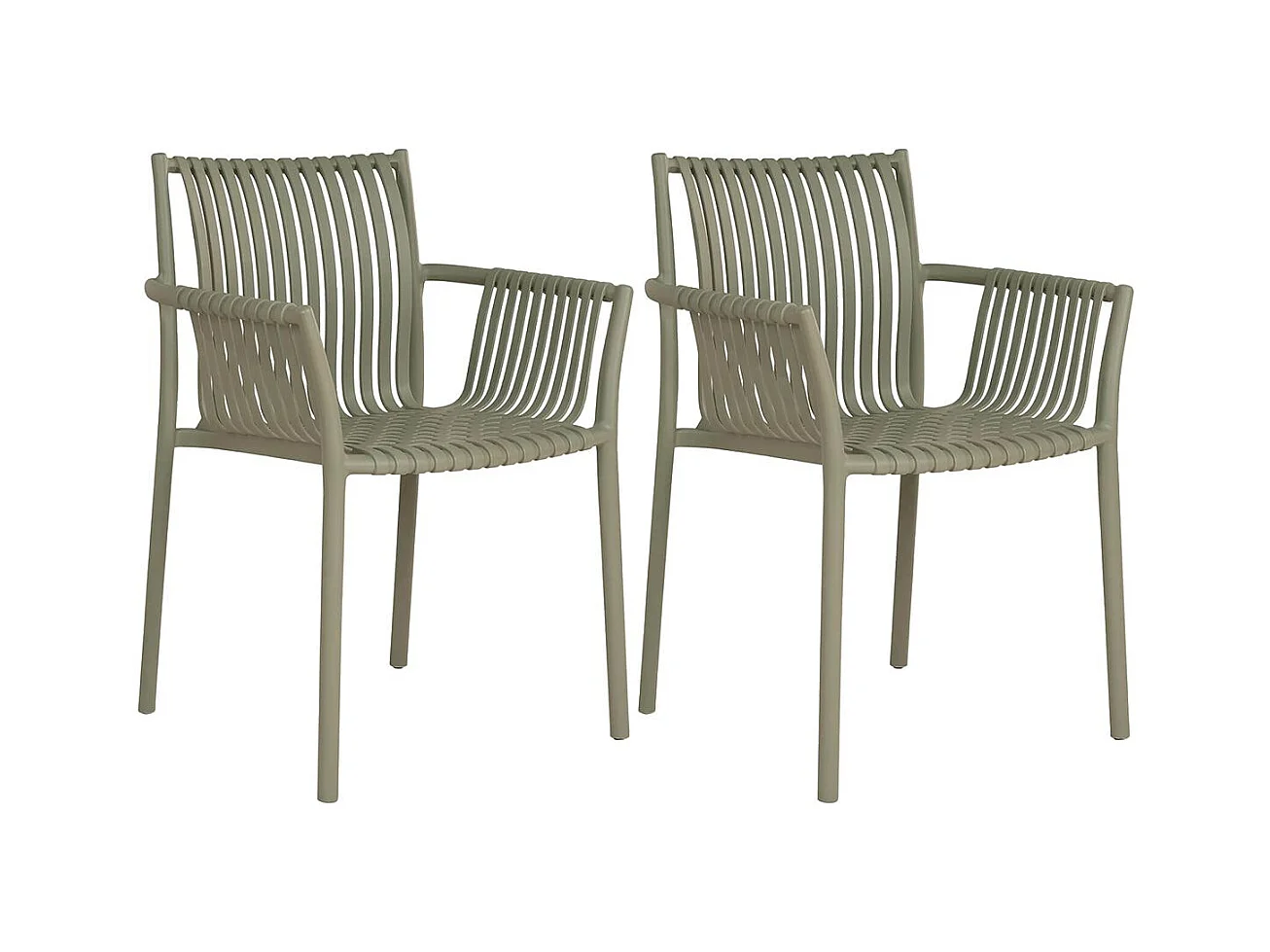 STOLY - Lot de 2 Fauteuils de Table de Jardin en Polypropylène Laqué Vert