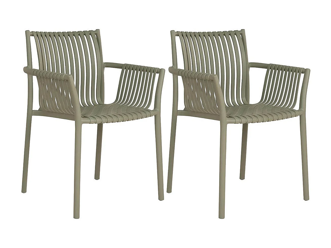 STOLY - Lot de 2 Fauteuils de Table de Jardin en Polypropylène Laqué Vert