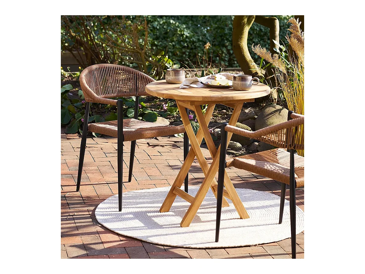 KORSI - Lot de 2 Fauteuils de Table de Jardin en Aluminium Noir et Imitation Rotin