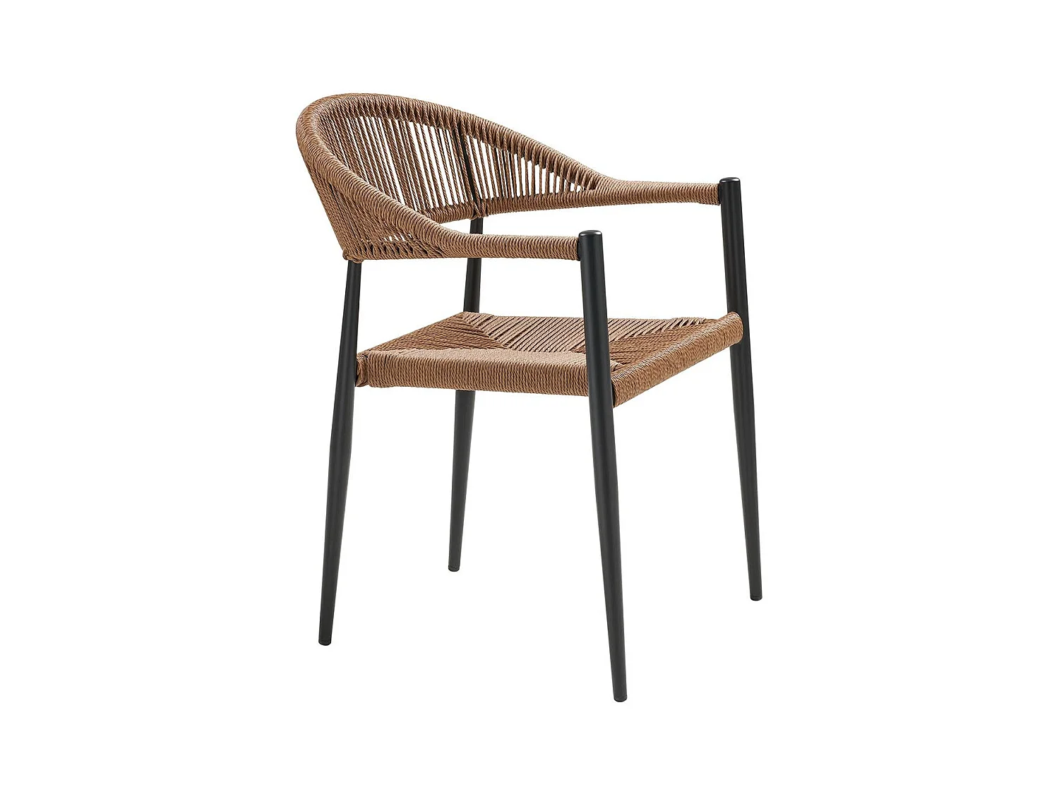 KORSI - Lot de 2 Fauteuils de Table de Jardin en Aluminium Noir et Imitation Rotin