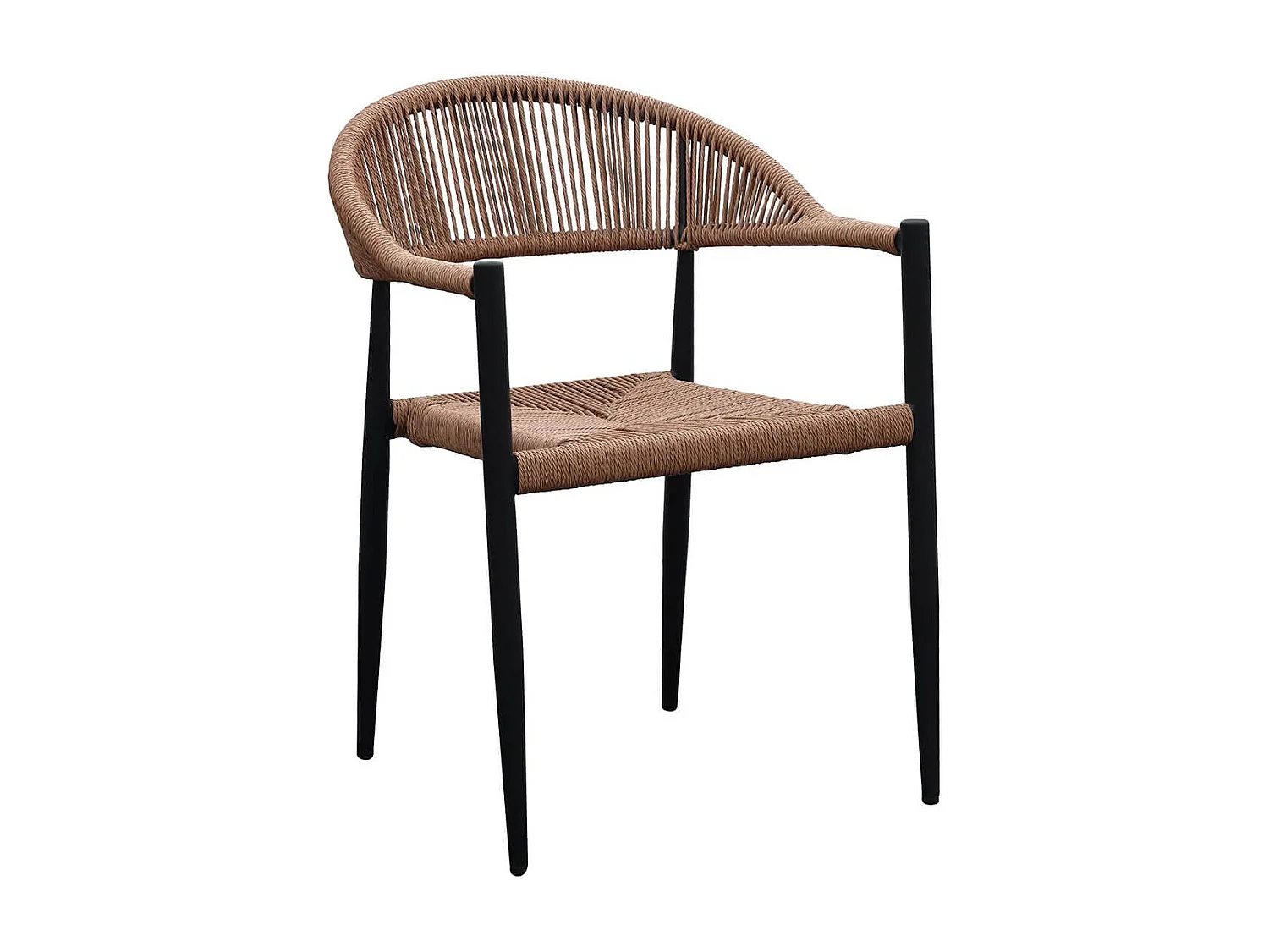 KORSI - Lot de 2 Fauteuils de Table de Jardin en Aluminium Noir et Imitation Rotin