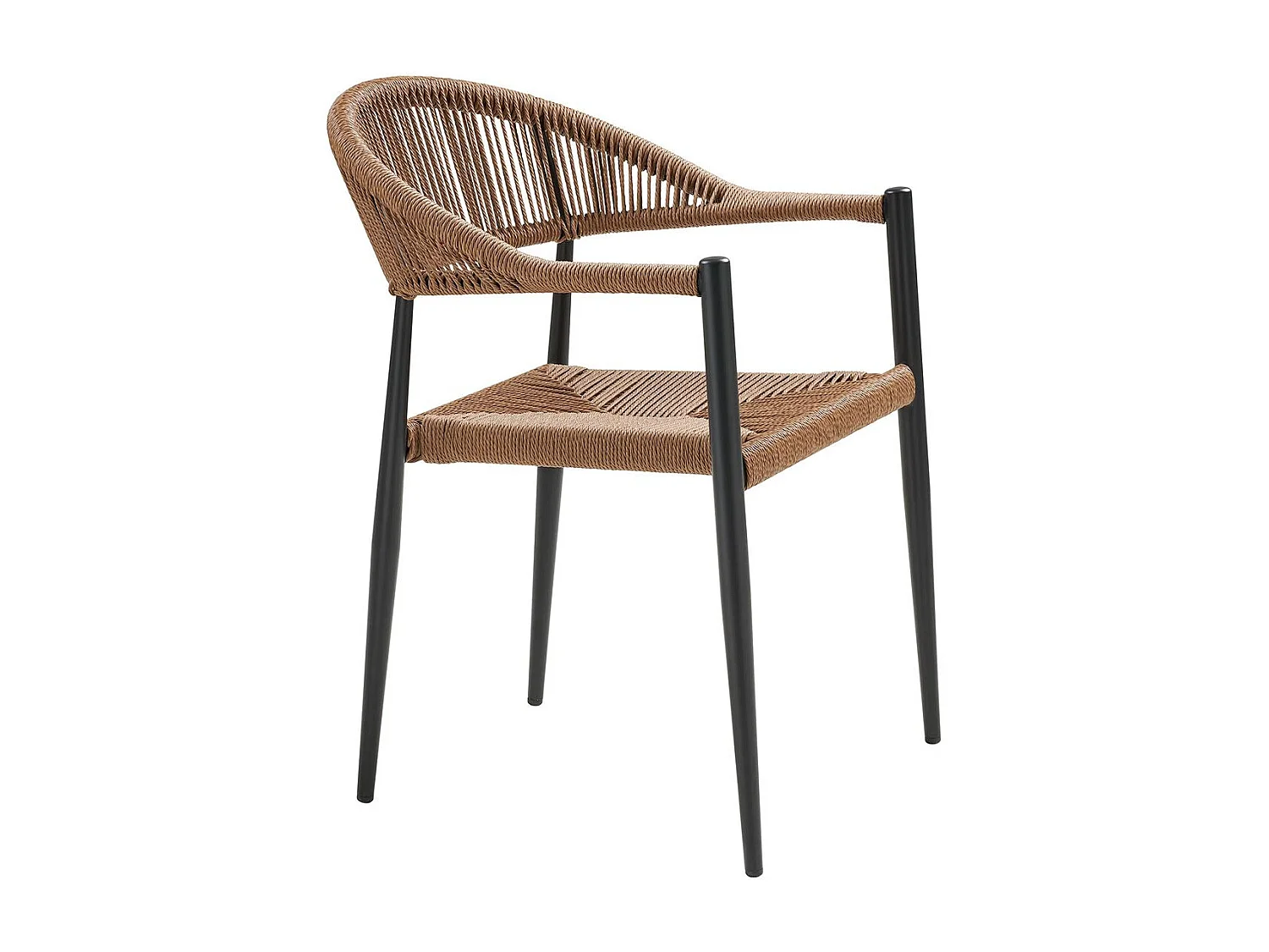 KORSI - Lot de 2 Fauteuils de Table de Jardin en Aluminium Noir et Imitation Rotin