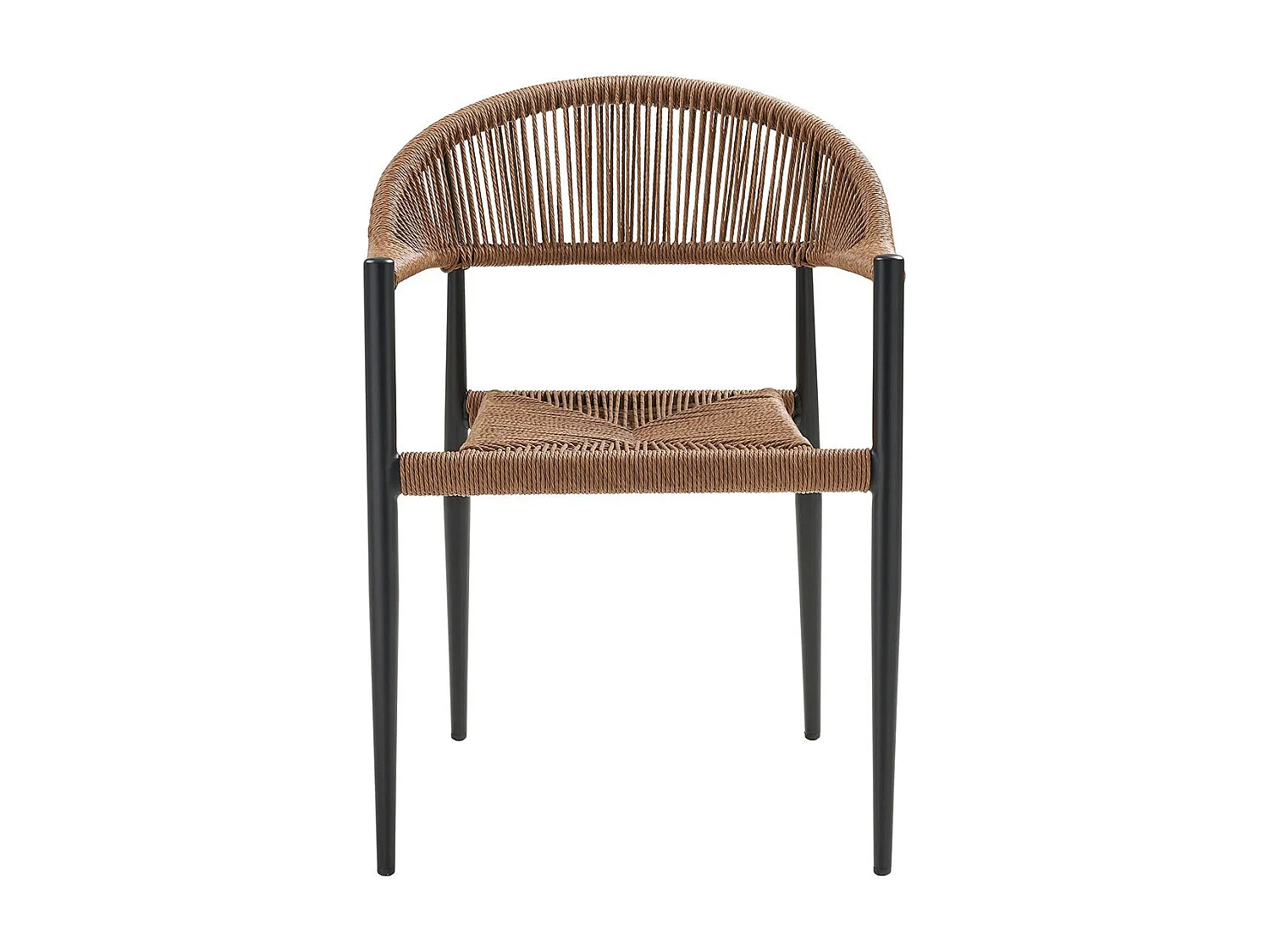 KORSI - Lot de 2 Fauteuils de Table de Jardin en Aluminium Noir et Imitation Rotin