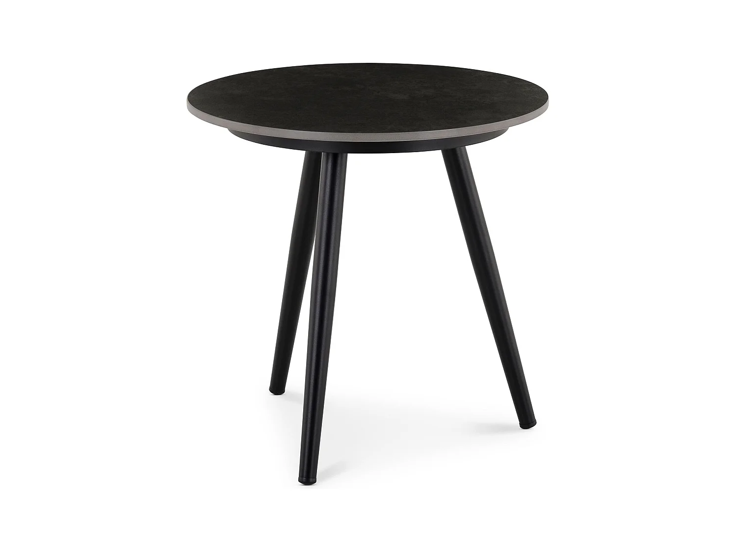 Table d’appoint extérieur ROSALIA ronde en pierre frittée noir et gris diamètre 45 cm pour balcon terrasse ou jardin