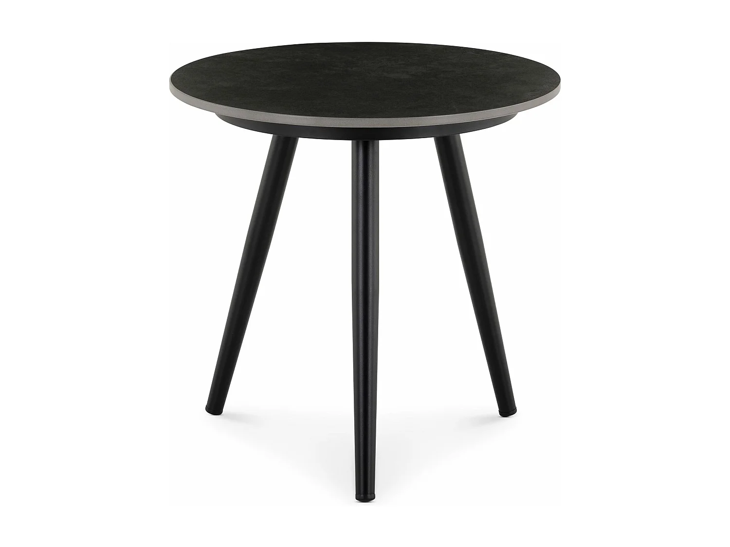 Table d’appoint extérieur ROSALIA ronde en pierre frittée noir et gris diamètre 45 cm pour balcon terrasse ou jardin