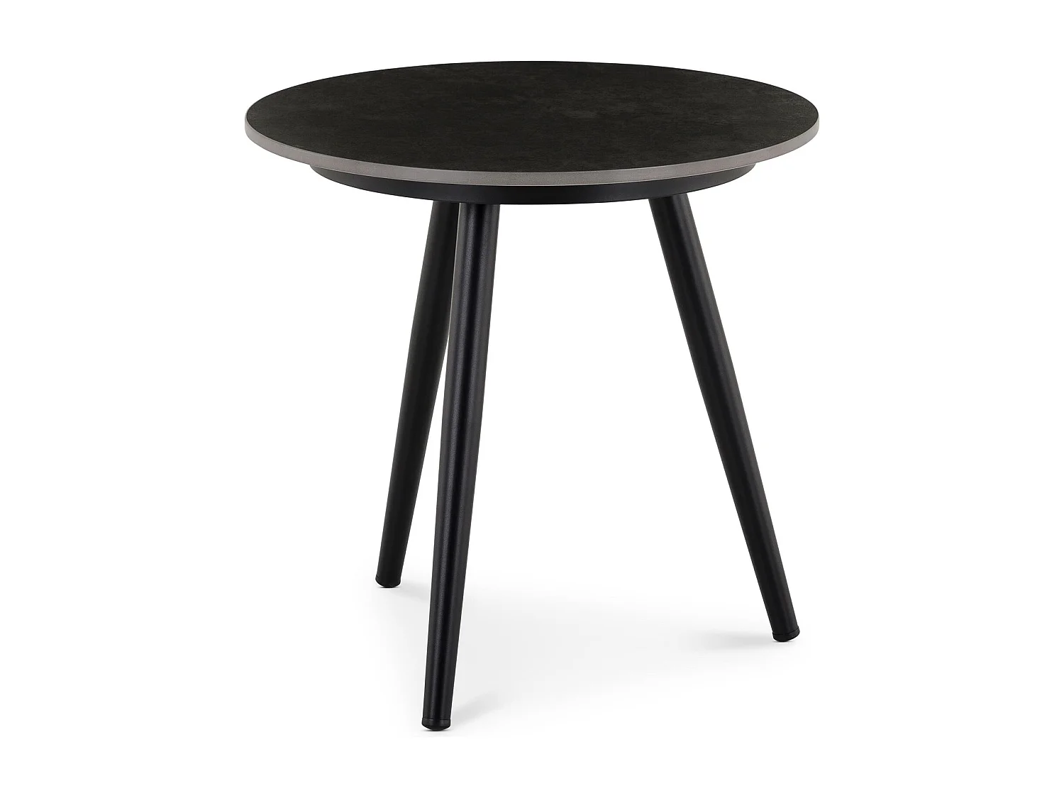 Table d’appoint extérieur ROSALIA ronde en pierre frittée noir et gris diamètre 45 cm pour balcon terrasse ou jardin