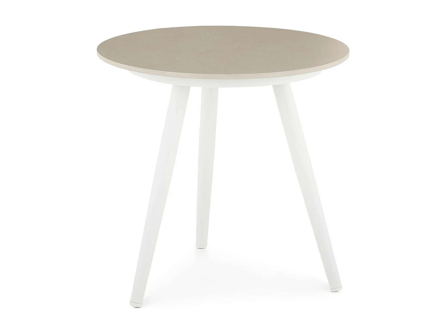 Table d’appoint extérieur ROSALIA ronde en pierre frittée blanc et beige diamètre 45 cm pour balcon ou terrasse