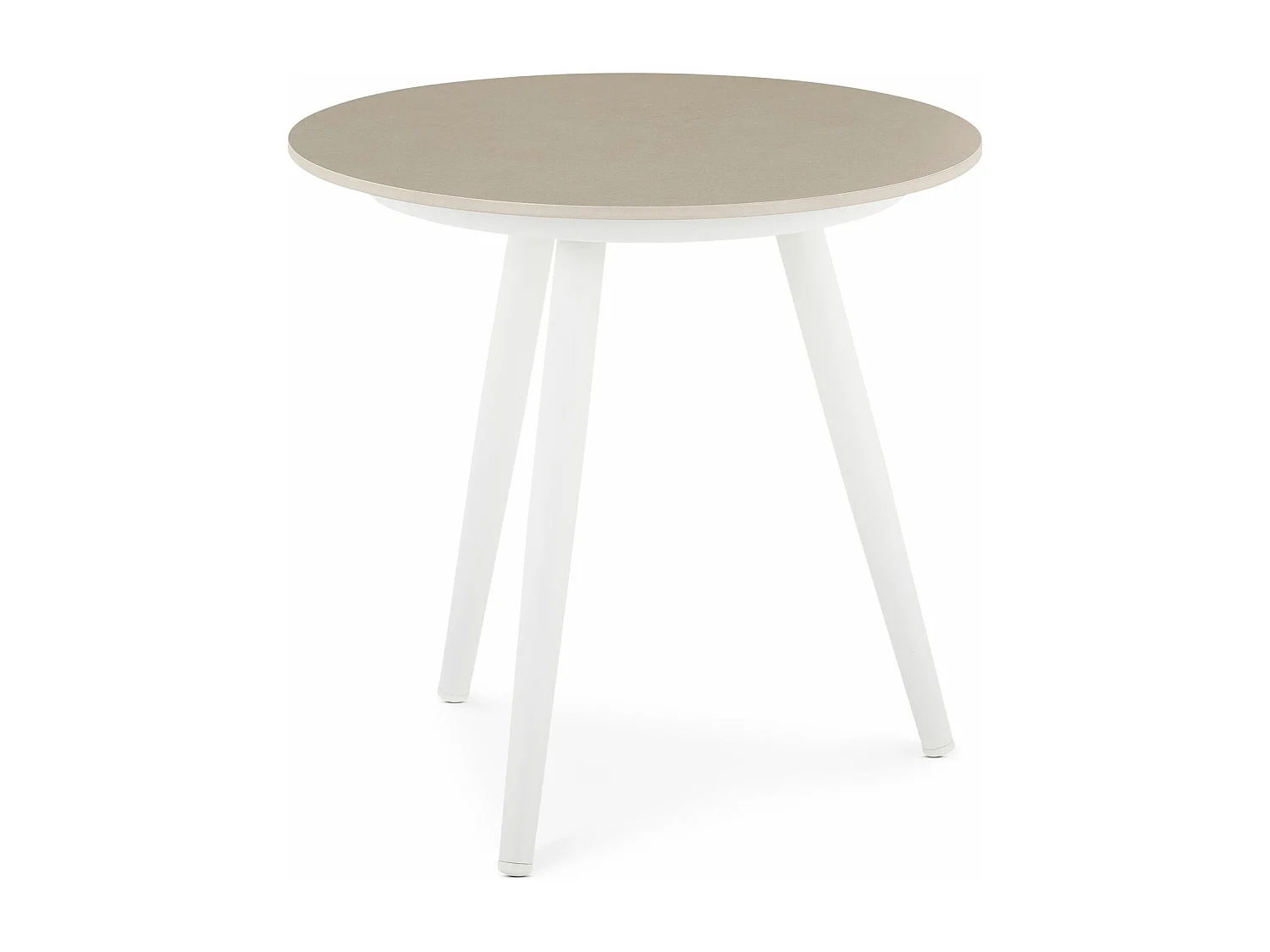 Table d’appoint extérieur ROSALIA ronde en pierre frittée blanc et beige diamètre 45 cm pour balcon ou terrasse