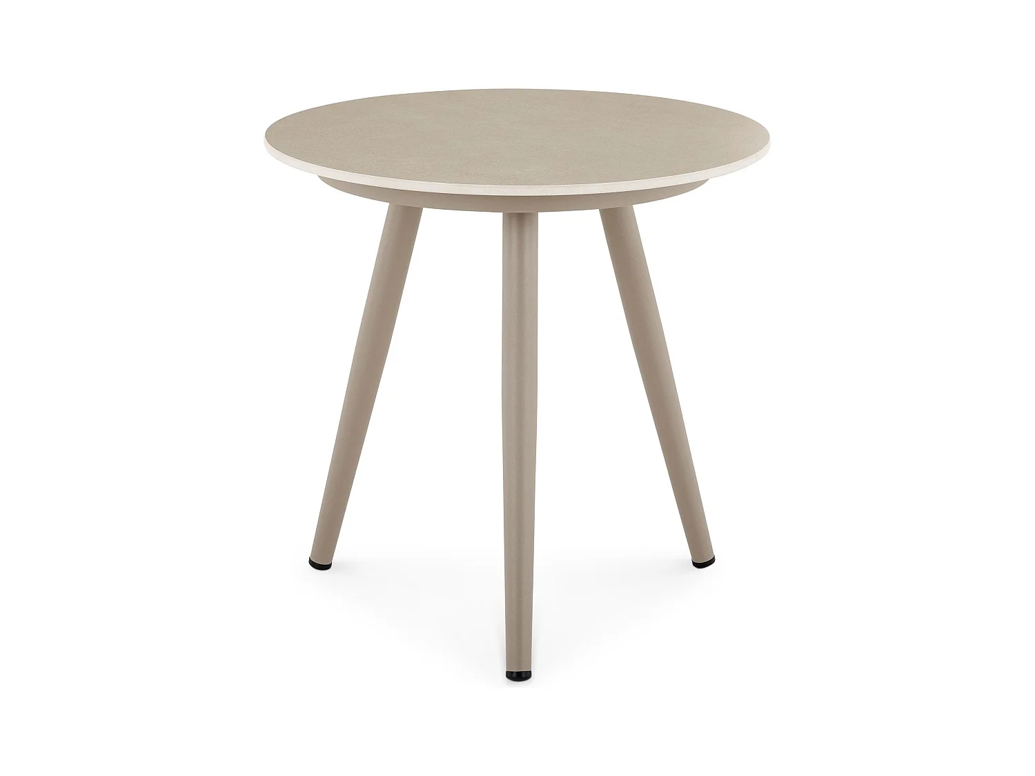 Table d’appoint extérieur ROSALIA ronde en pierre frittée coloris champagne diamètre 45 cm pour balcon ou terrasse