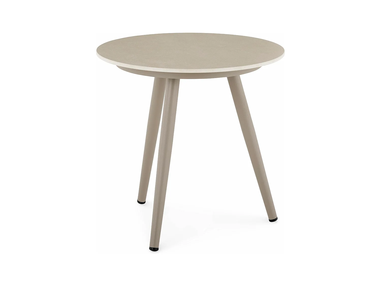 Table d’appoint extérieur ROSALIA ronde en pierre frittée coloris champagne diamètre 45 cm pour balcon ou terrasse