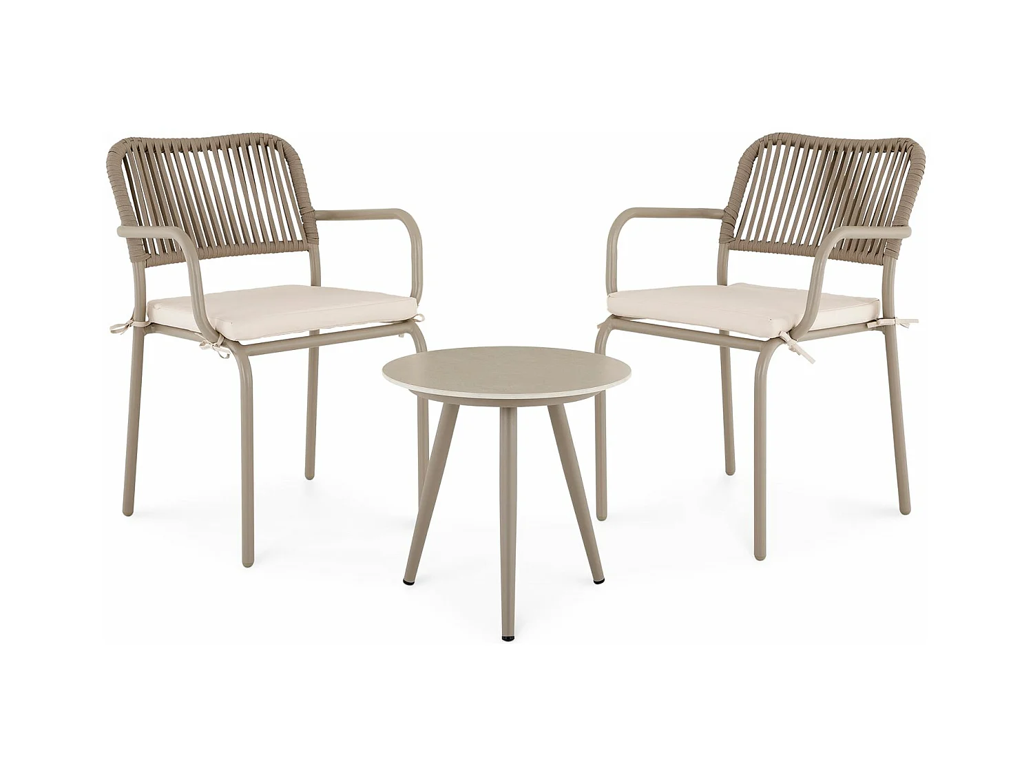 Table d’appoint extérieur ROSALIA ronde en pierre frittée coloris champagne diamètre 45 cm pour balcon ou terrasse