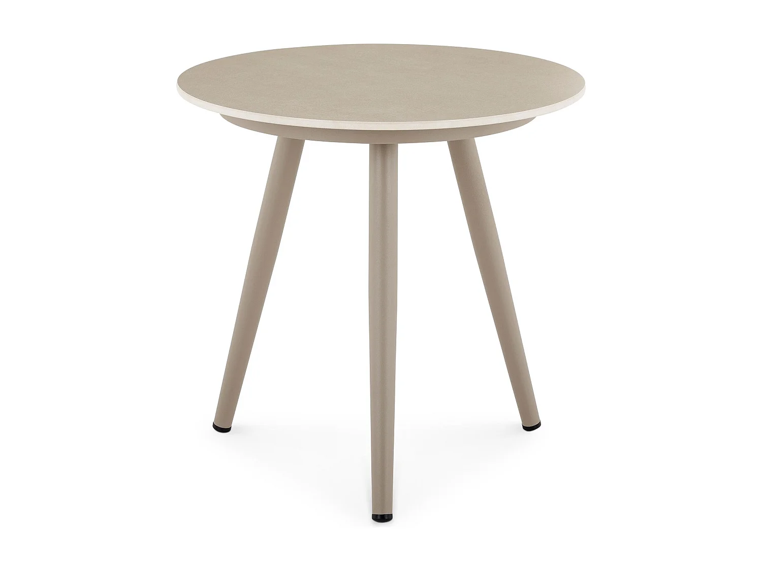 Table d’appoint extérieur ROSALIA ronde en pierre frittée coloris champagne diamètre 45 cm pour balcon ou terrasse