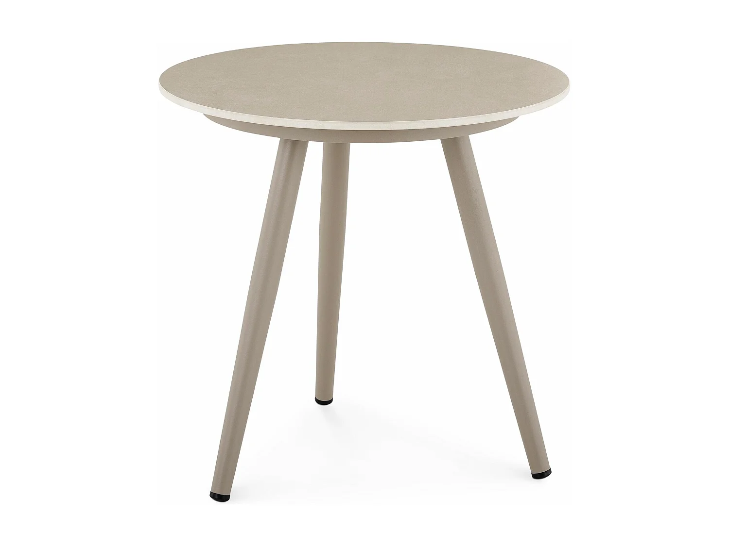 Table d’appoint extérieur ROSALIA ronde en pierre frittée coloris champagne diamètre 45 cm pour balcon ou terrasse