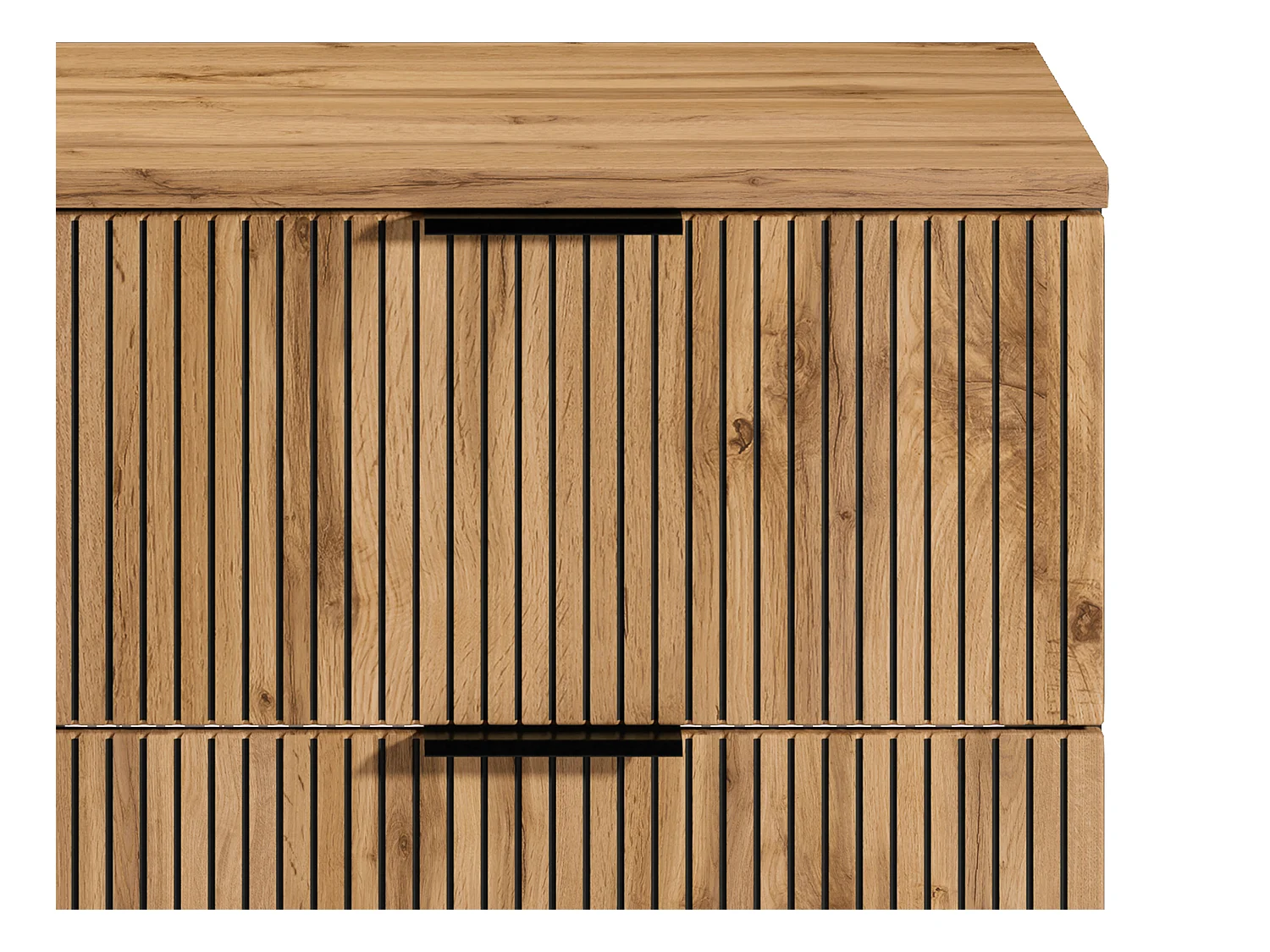 Waschbeckenunterschrank hängend mit Ablagen - Streifenoptik - Holzfarben hell - 80 cm - MADELA