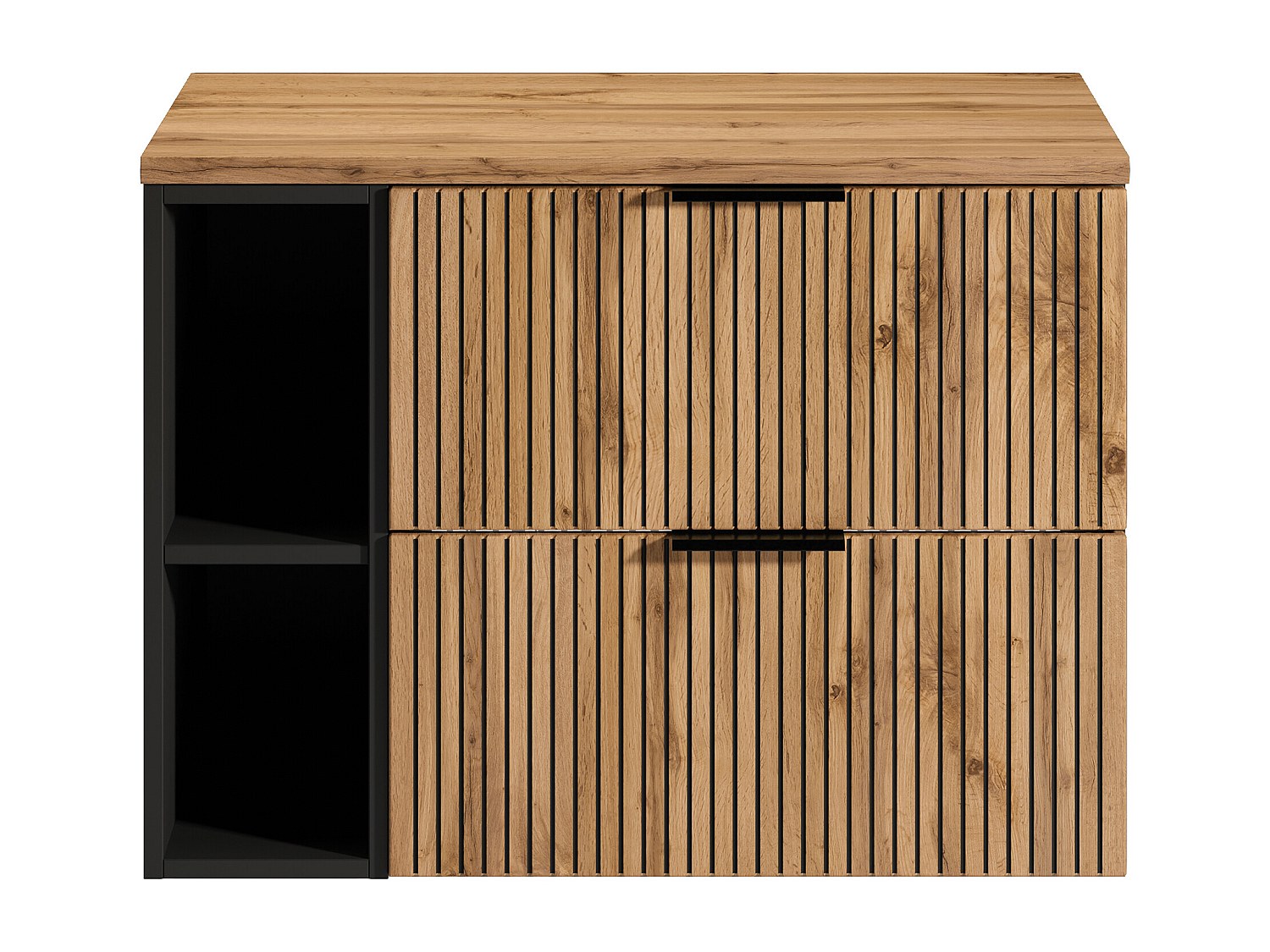 Waschbeckenunterschrank hängend mit Ablagen - Streifenoptik - Holzfarben he günstig online kaufen