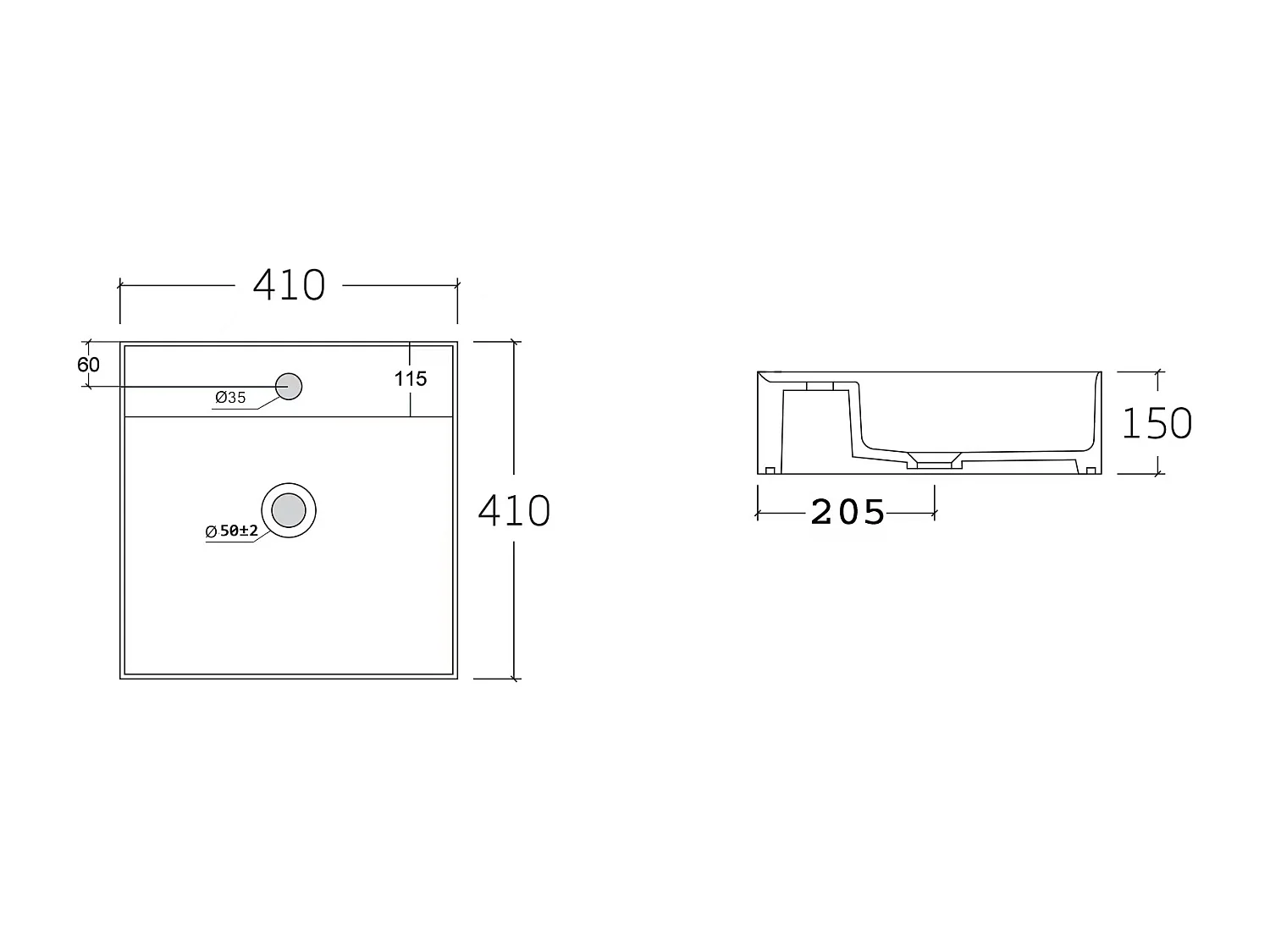 Szafka łazienkowa wisząca  ryflowana z wnękami i kwadratową umywalką nablatową - Naturalny jasny - szer. 80 cm - MADELA
