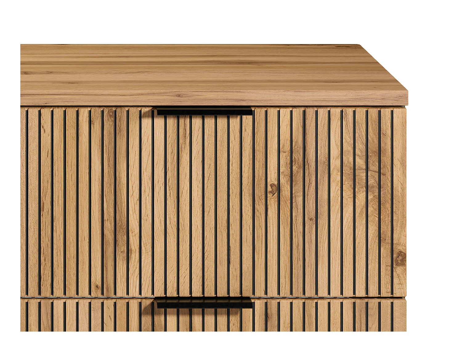 Waschbeckenunterschrank hängend mit Ablagen - Streifenoptik - Holzfarben hell - 140 cm - MADELA