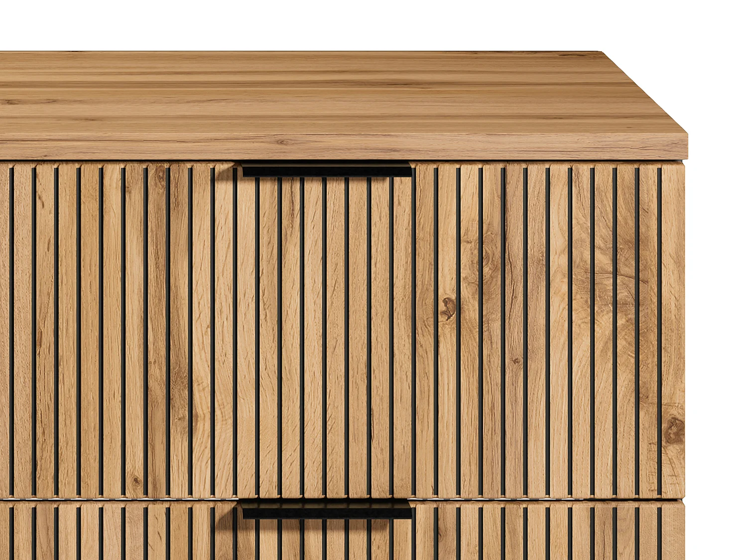 Móvel para colocar sob o lavatório suspenso estriado com nichos natural claro C140 cm - MADELA