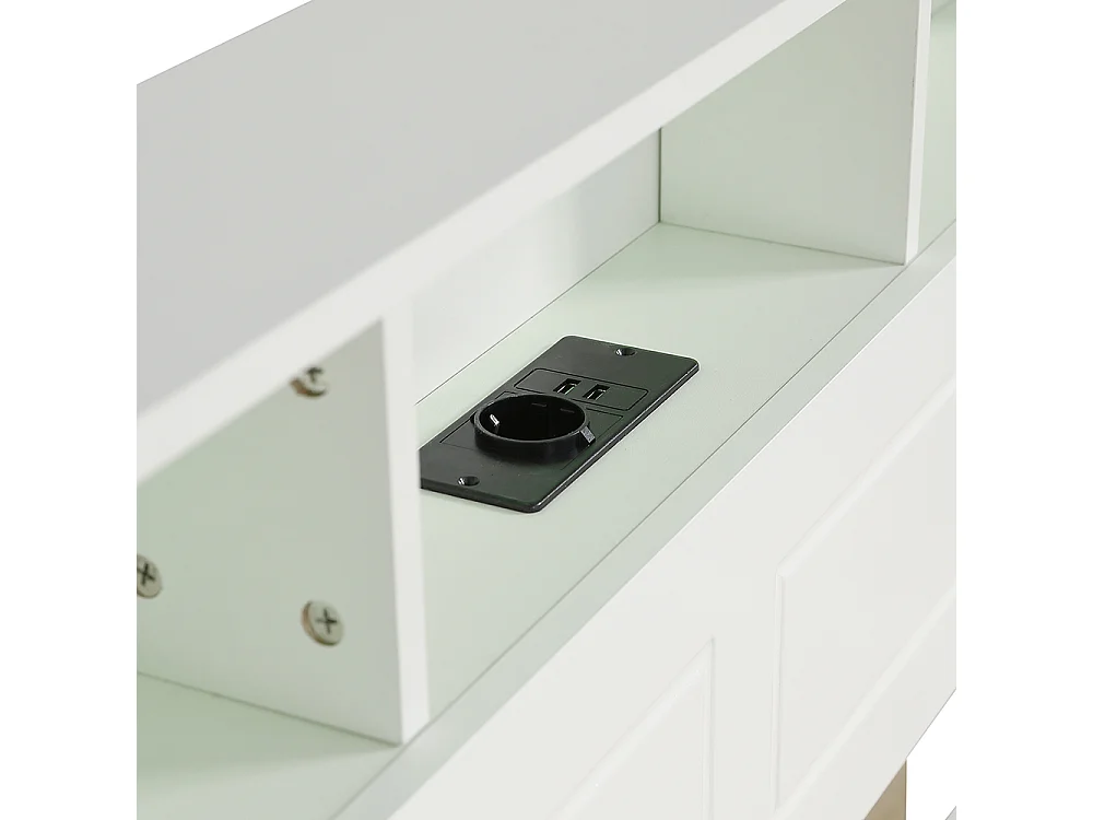Lit gigogne 120x200 et 90x190 cm lit bas avec éclairage LED et prise USB intégrée avec rangements dans la tête de lit en pin et MDF blanc