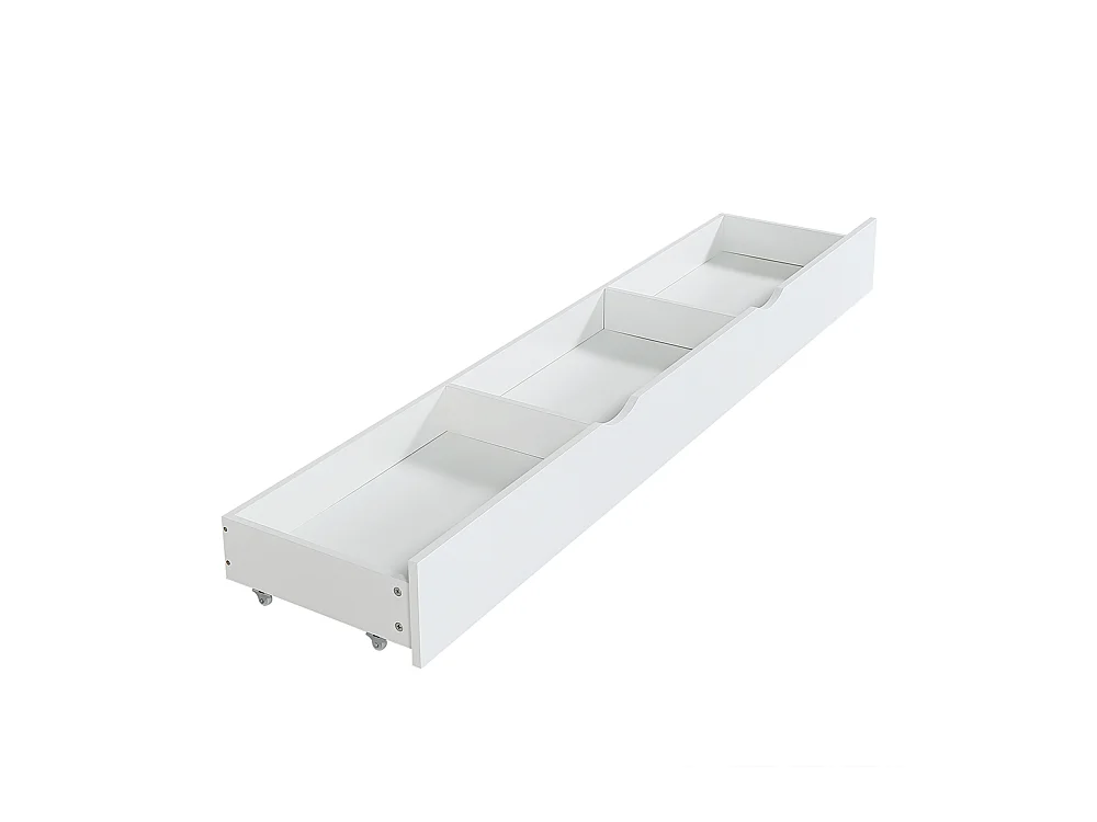 Lit superposé 90x200 lit enfant avec fenêtre toboggan tiroirs à roulettes escalier avec rampe et 4 casiers intégrés design multifonction en pin et MDF blanc